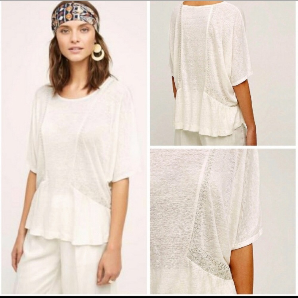 Anthropologie Akemi+Kin 100%Linen Peasant Top